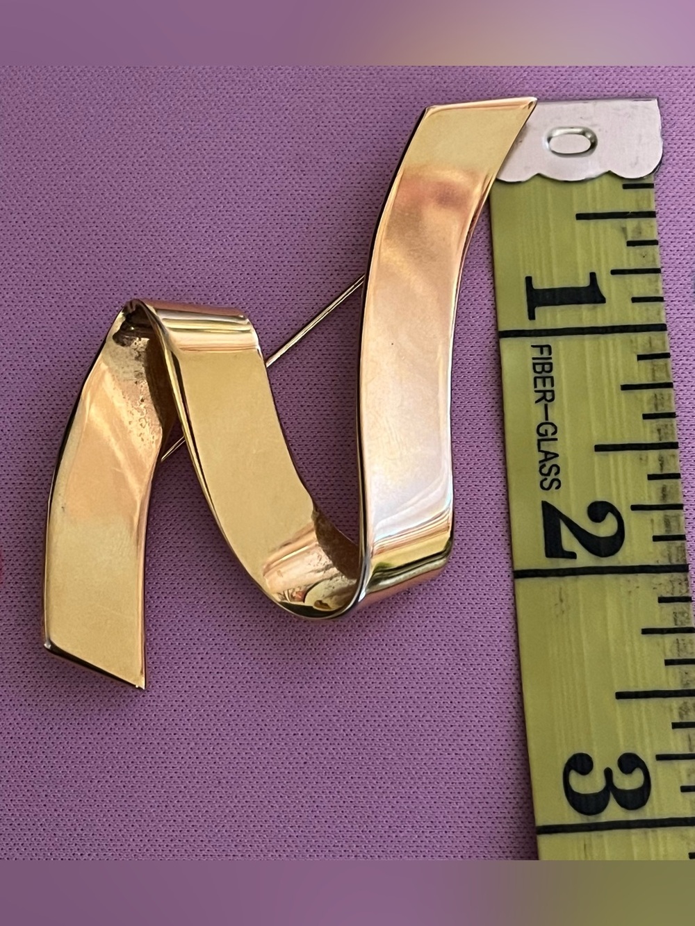 Monet Gold-Tone Ribbon Wave Brooch - Picture 6 of 6